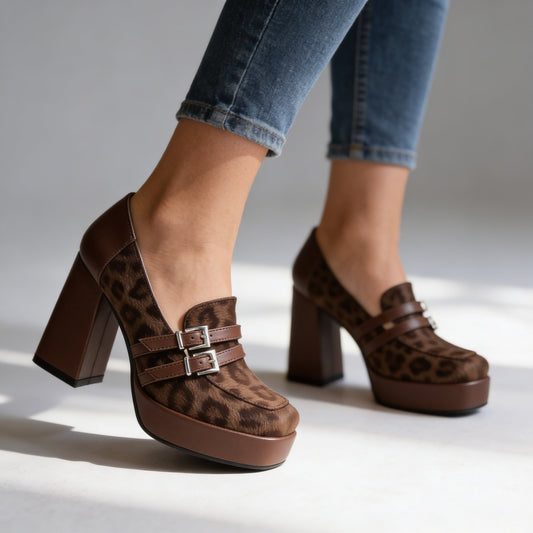 Mocassins Femme avec Imprimé Léopard Lucyle