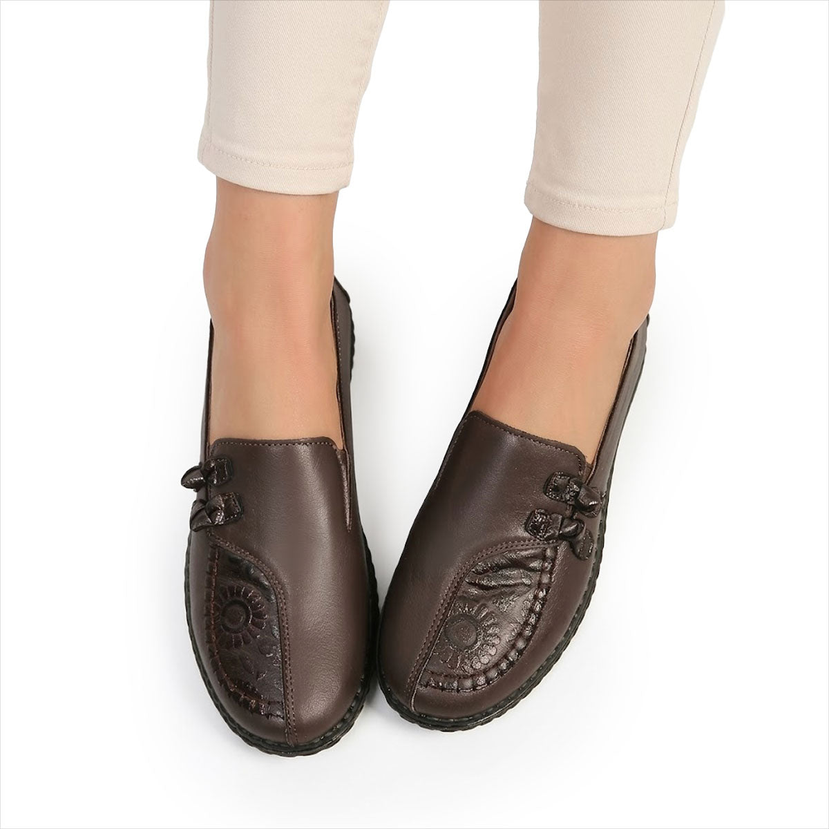 Mocassins Femme avec Motif Décoré en Cuir Lucyle
