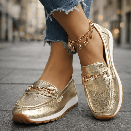 Mocassins Femme avec Semelle Rembourrée en Cuir Métallisé Lucyle