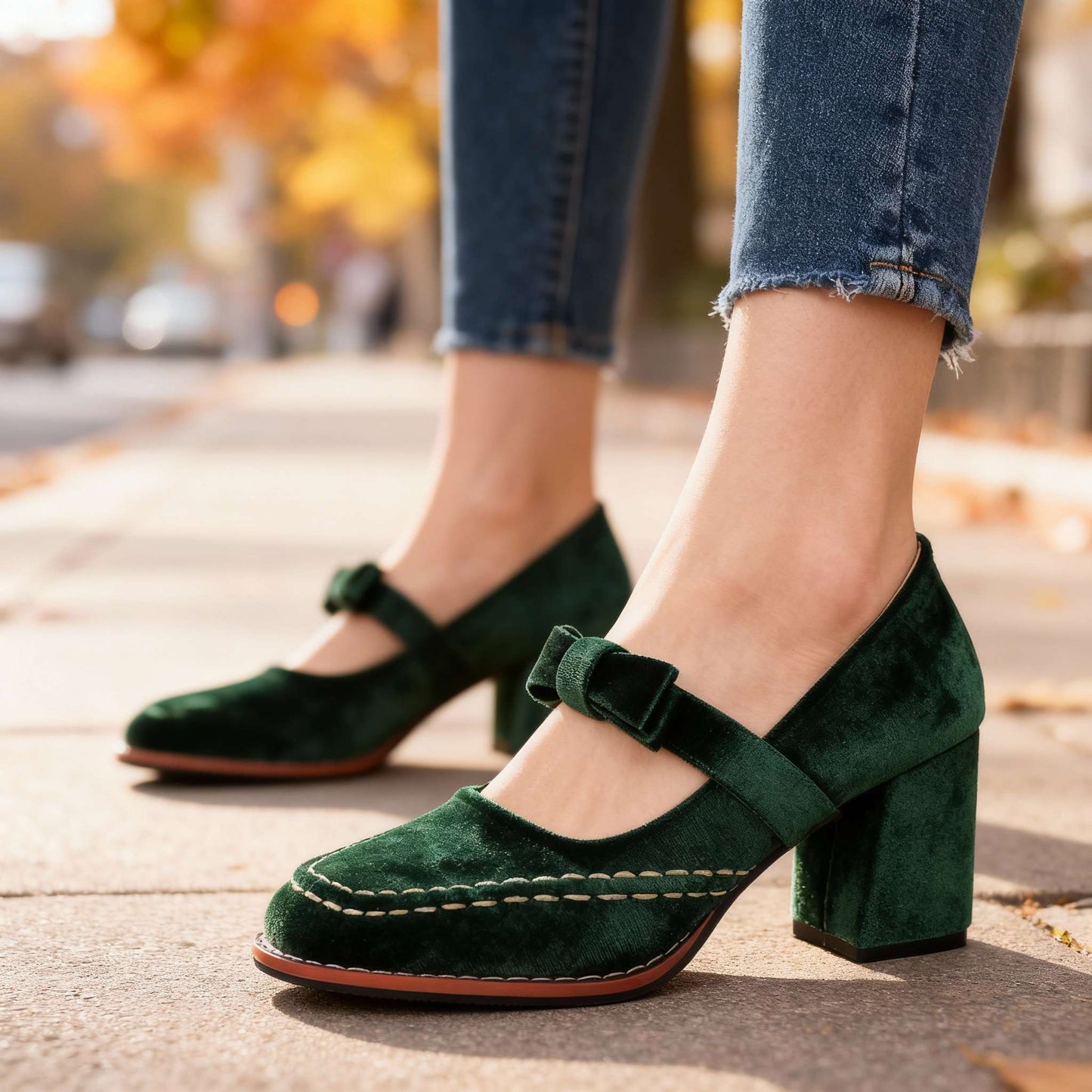 Mocassins Femme avec Talon Carré en Velours Lucyle