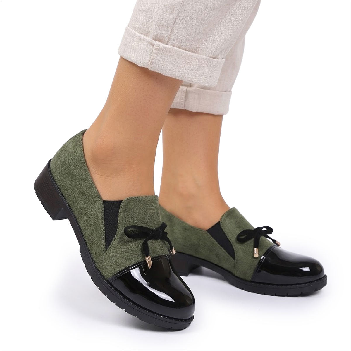 Mocassins Femme en Cuir Verni avec Nœud Élégant Lucyle