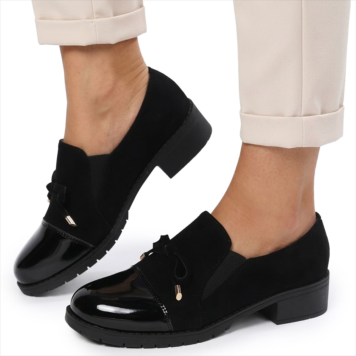 Mocassins Femme en Cuir Verni avec Nœud Élégant Lucyle