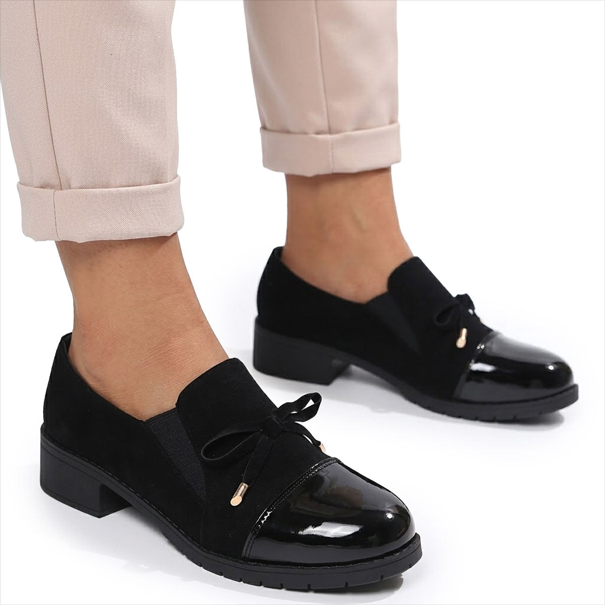 Mocassins Femme en Cuir Verni avec Nœud Élégant Lucyle