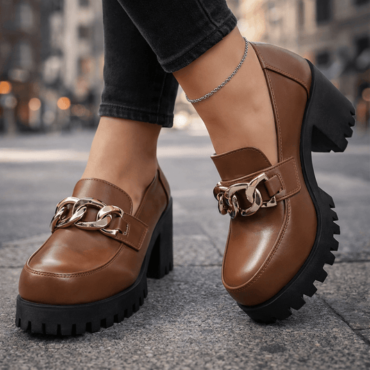 Mocassins Femme en Cuir avec Détail Chaîne Dorée Lucyle