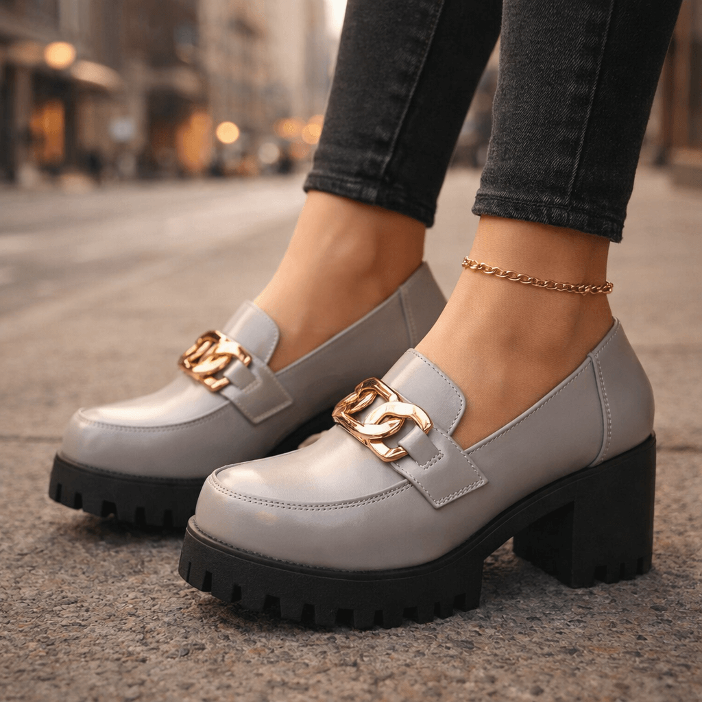 Mocassins Femme en Cuir avec Détail Chaîne Dorée Lucyle