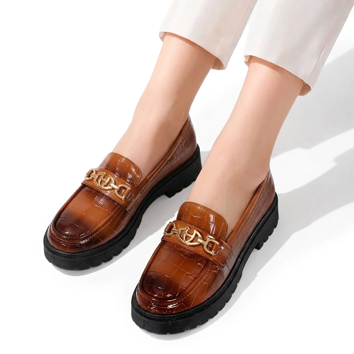 Mocassins Femme en Imitation Crocodile avec Confort Optimal Lucyle