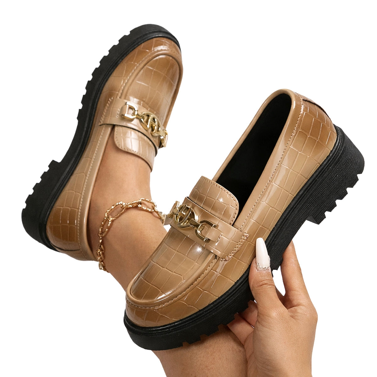 Mocassins Femme en Imitation Crocodile avec Confort Optimal Lucyle