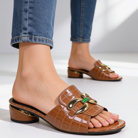 Mules Femme avec Tige Vernie Croco Lucyle