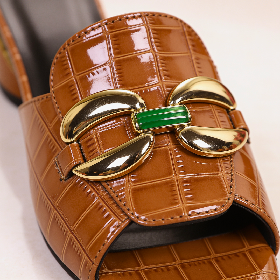 Mules Femme avec Tige Vernie Croco Lucyle