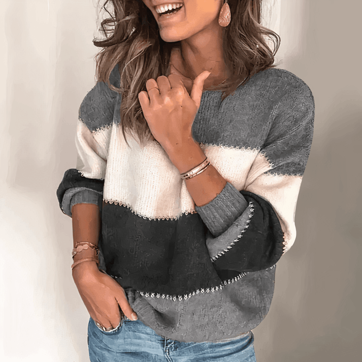 Pull Femme Rayé Ample avec Design Décontracté Lucyle