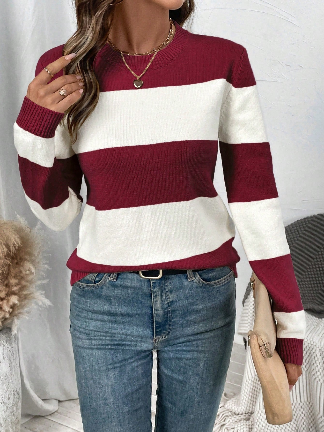Pull Femme Rayé à Manches Longues Lucyle