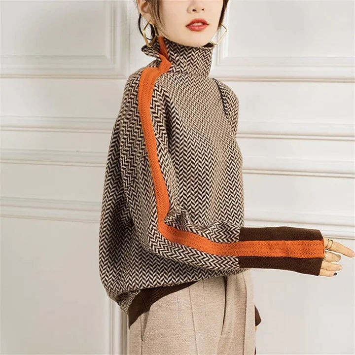 Pull Femme à Col Roulé en Maille Douce Lucyle