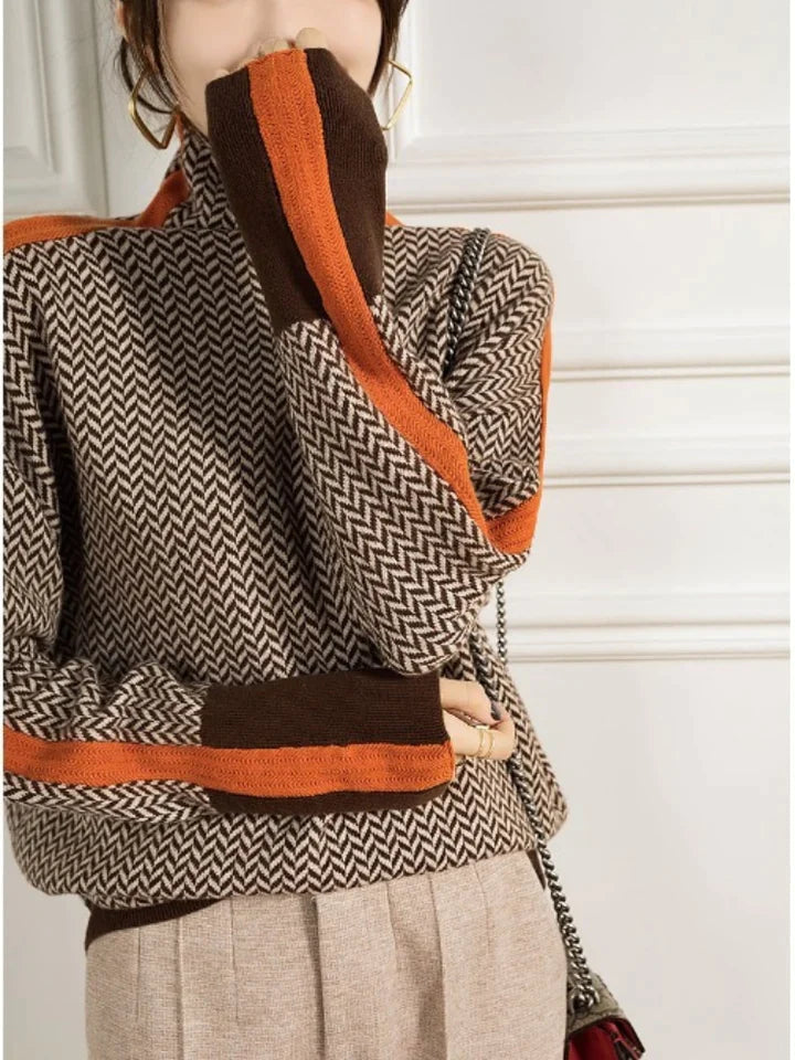 Pull Femme à Col Roulé en Maille Douce Lucyle