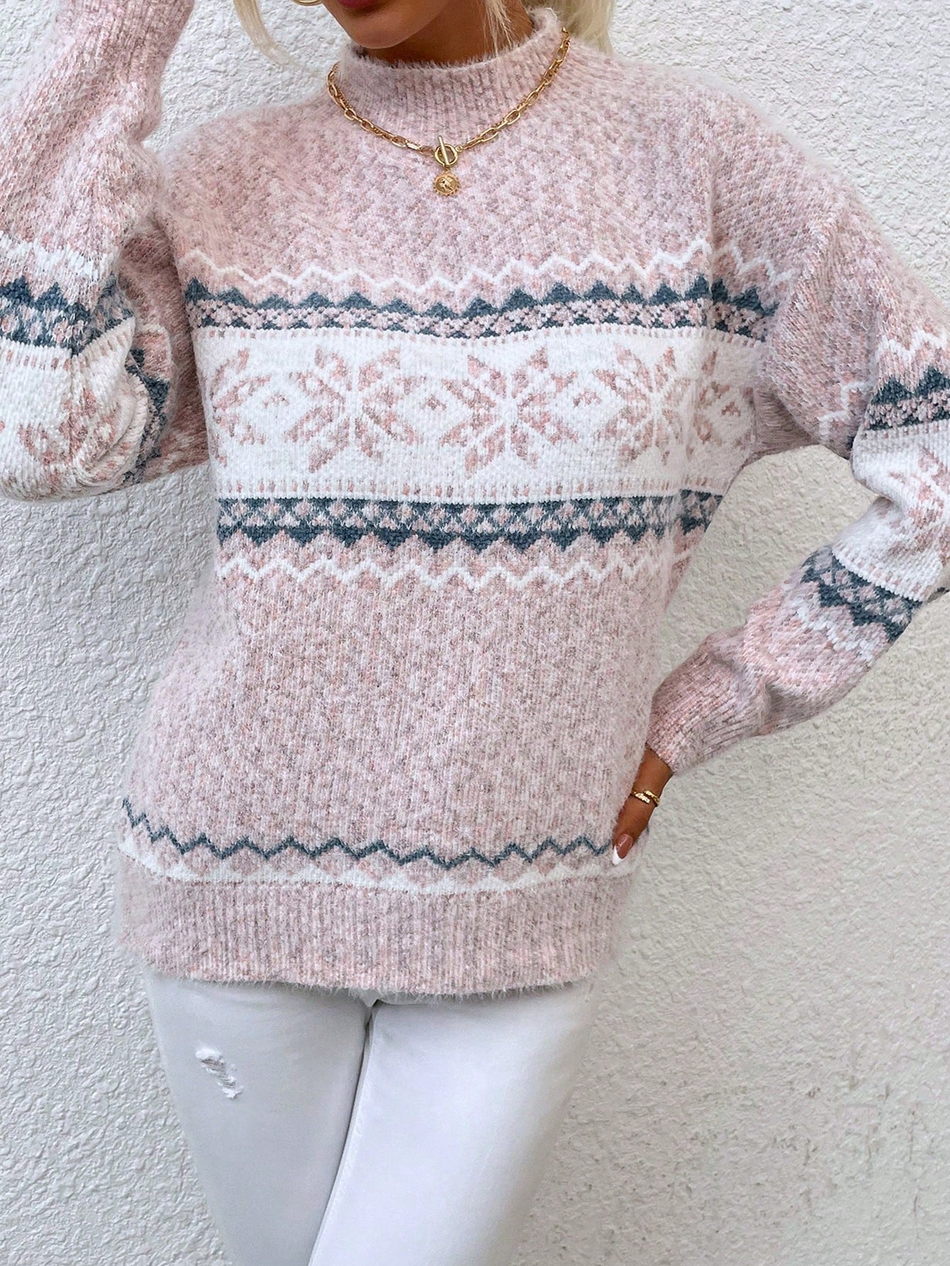 Pull Femme à Manches Longues avec Col Bas Lucyle