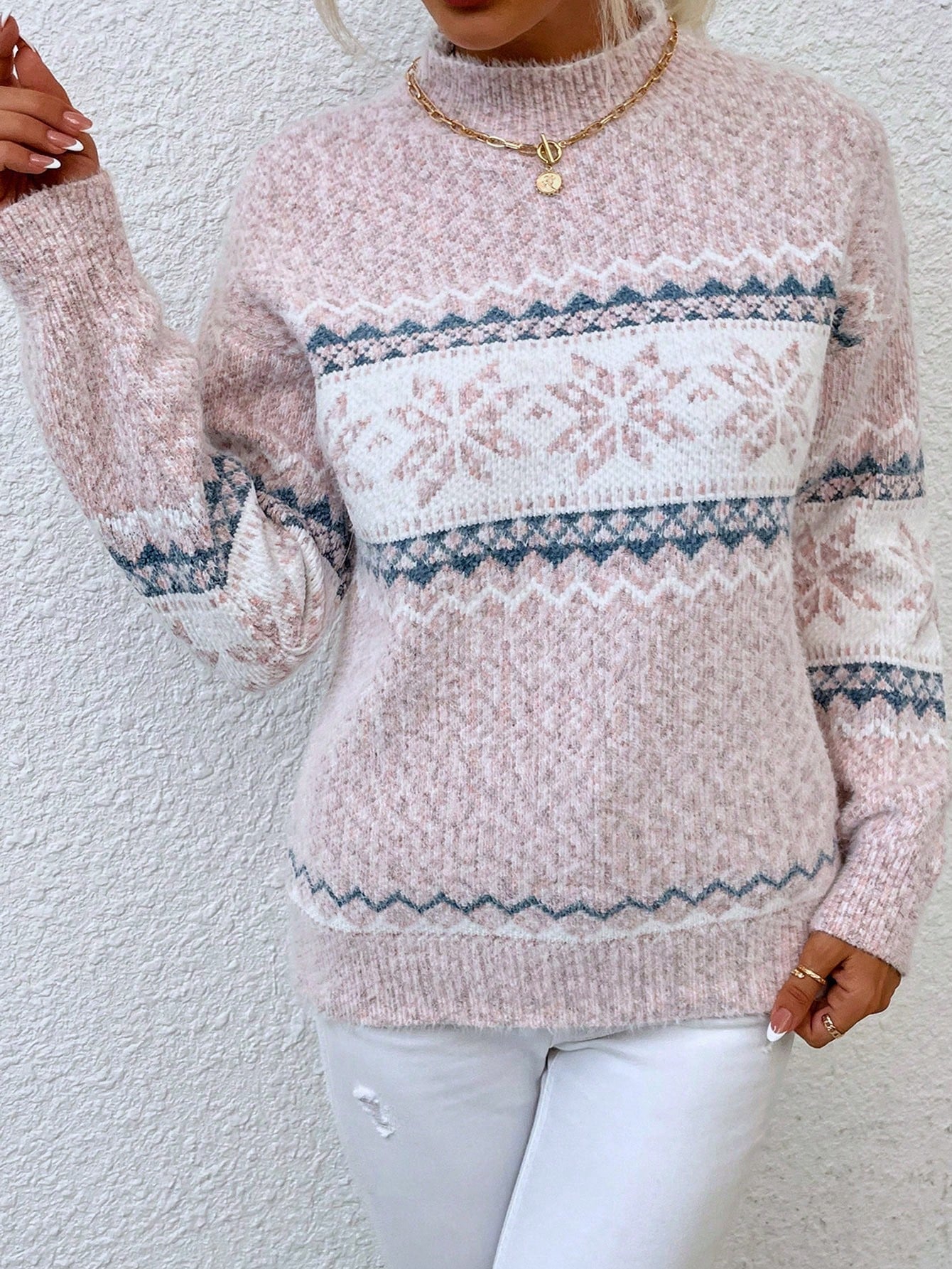 Pull Femme à Manches Longues avec Col Bas Lucyle