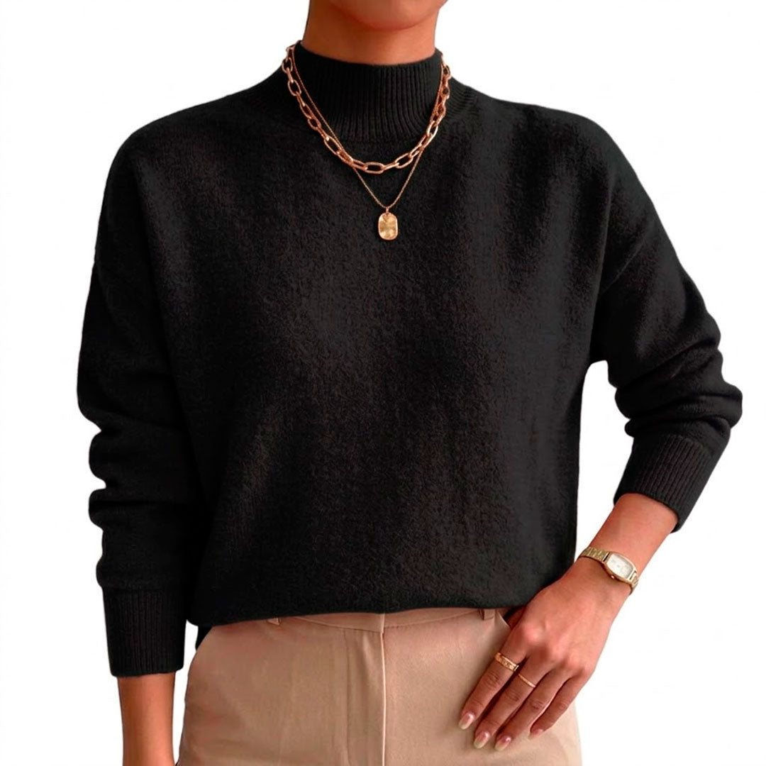 Pull Femme avec Col Montant en Tissu Doux Lucyle