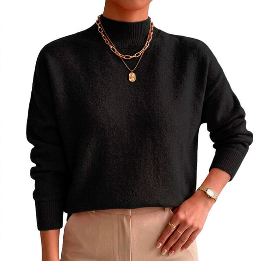 Pull Femme avec Col Montant en Tissu Doux Lucyle