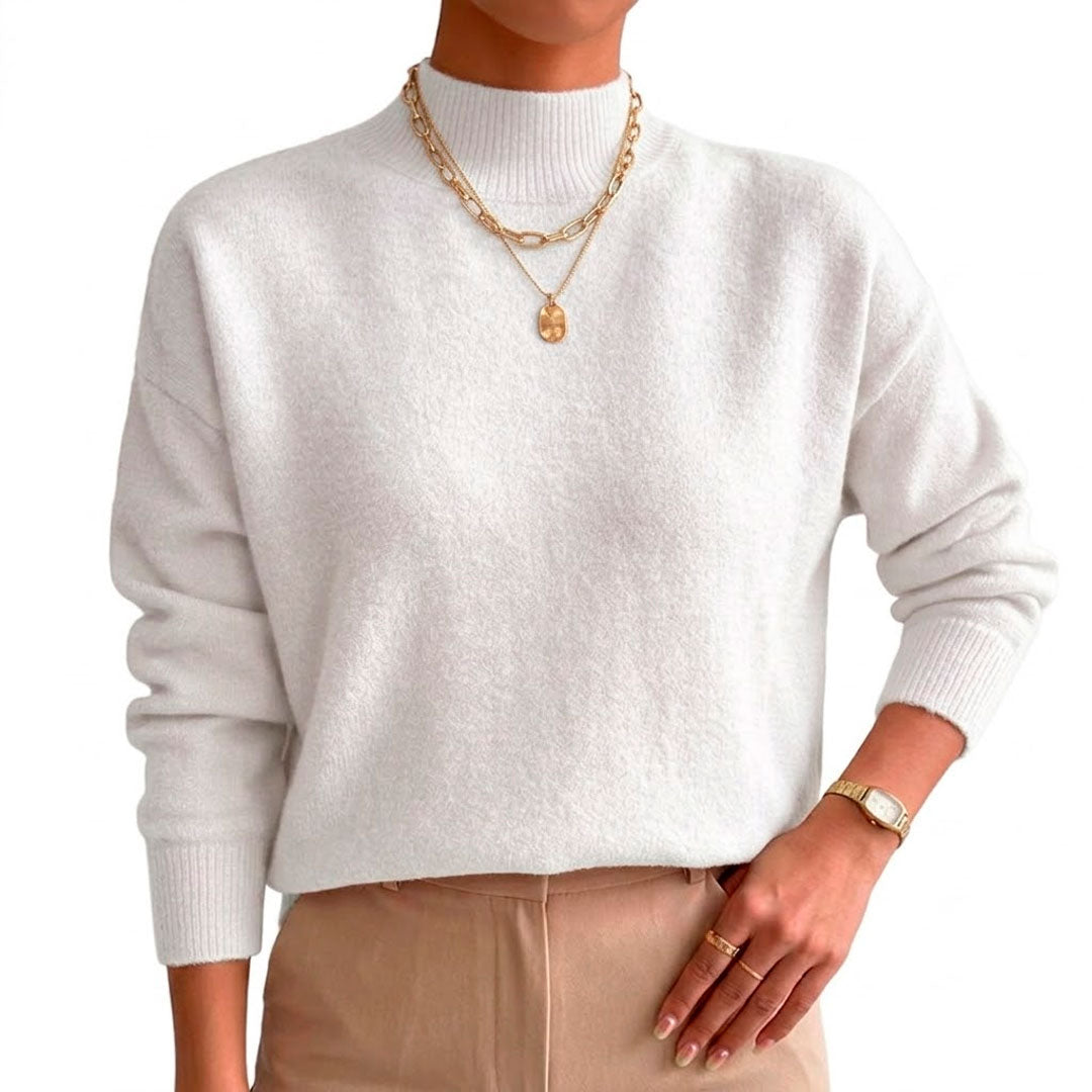Pull Femme avec Col Montant en Tissu Doux Lucyle