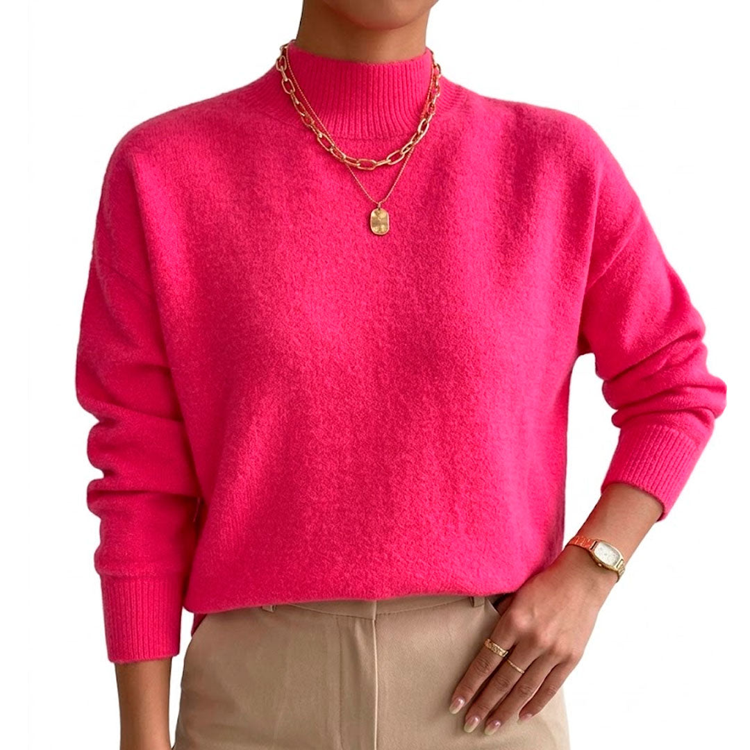 Pull Femme avec Col Montant en Tissu Doux Lucyle