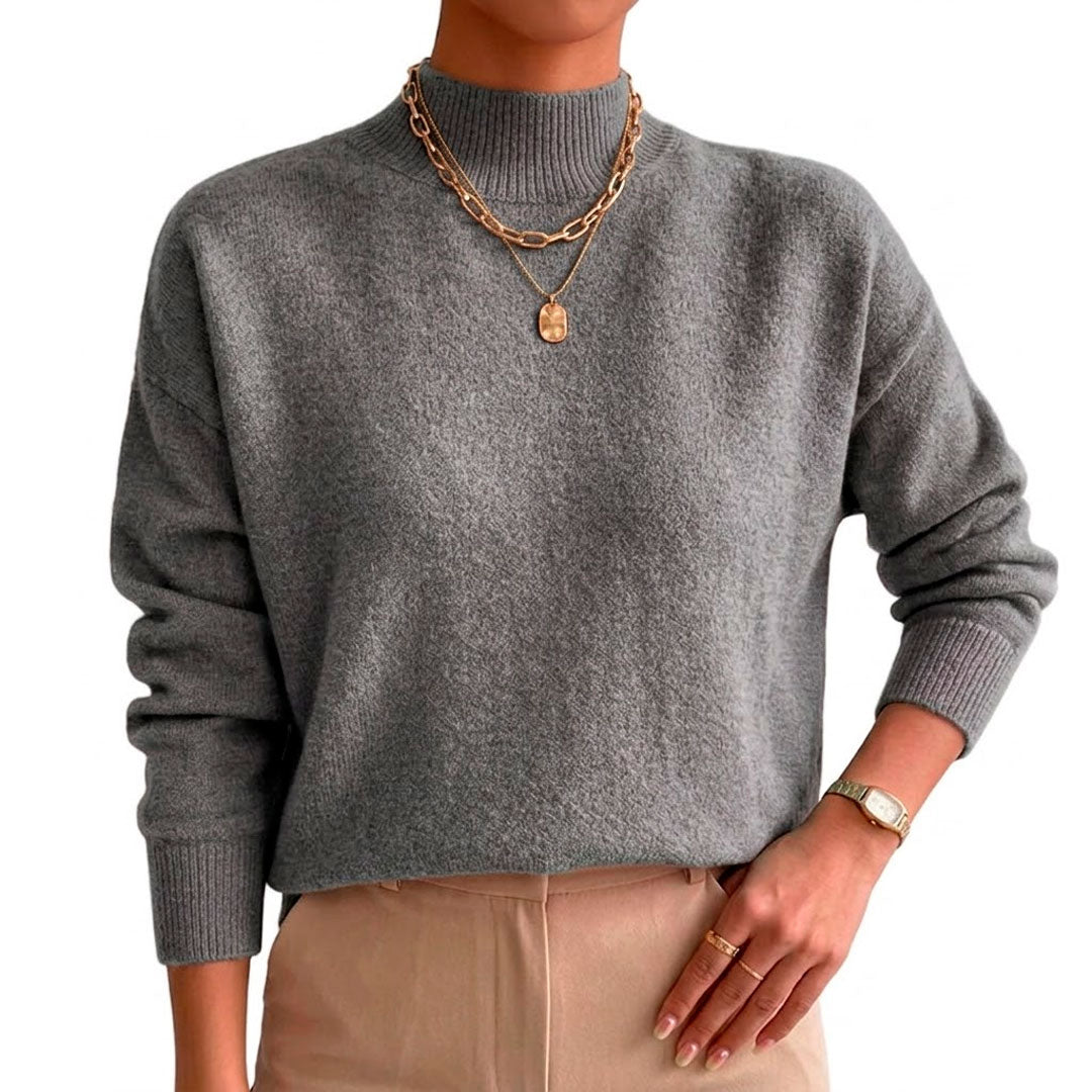 Pull Femme avec Col Montant en Tissu Doux Lucyle