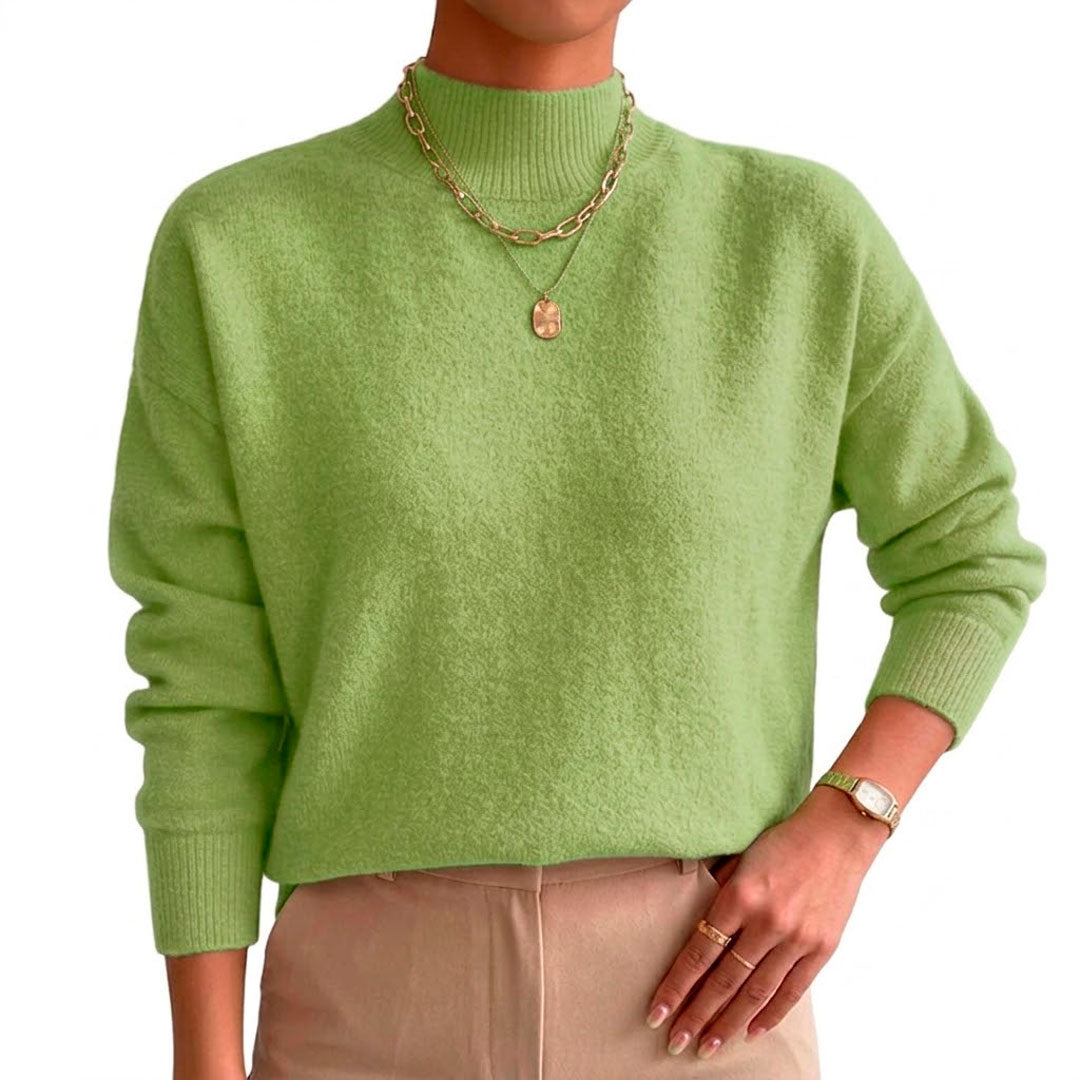 Pull Femme avec Col Montant en Tissu Doux Lucyle
