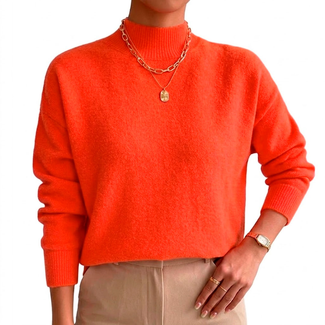 Pull Femme avec Col Montant en Tissu Doux Lucyle