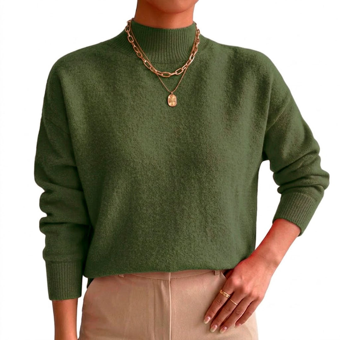 Pull Femme avec Col Montant en Tissu Doux Lucyle