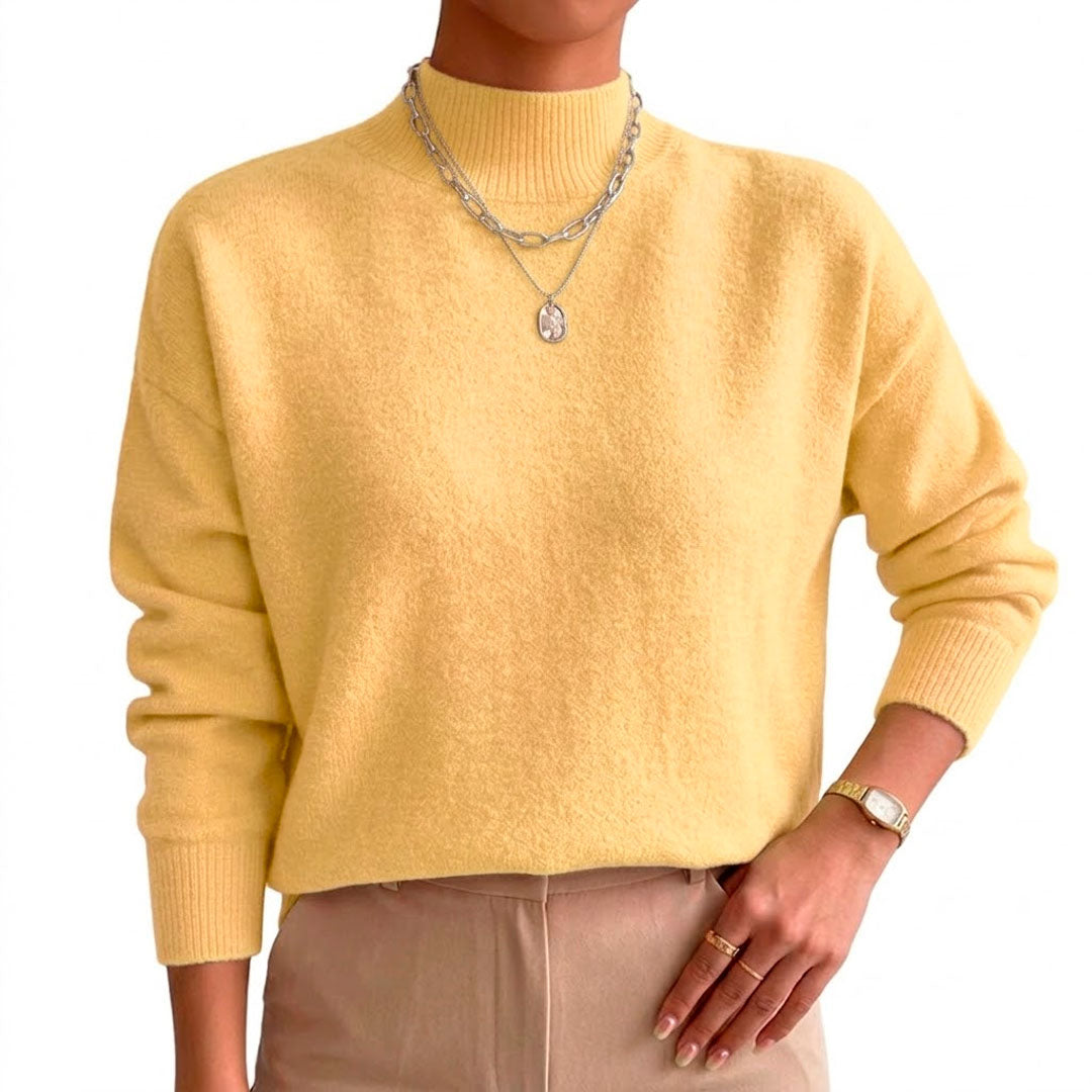Pull Femme avec Col Montant en Tissu Doux Lucyle