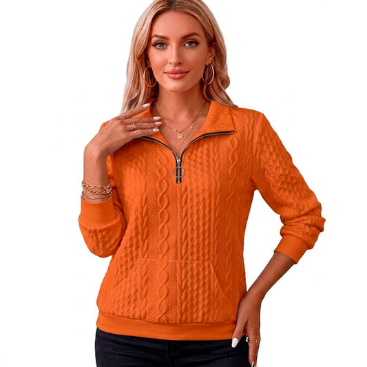 Pull Femme avec Col Zippé et Torsades Lucyle