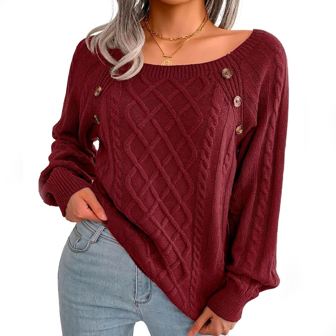 Pull Femme avec Motif Torsadé et Boutons Lucyle