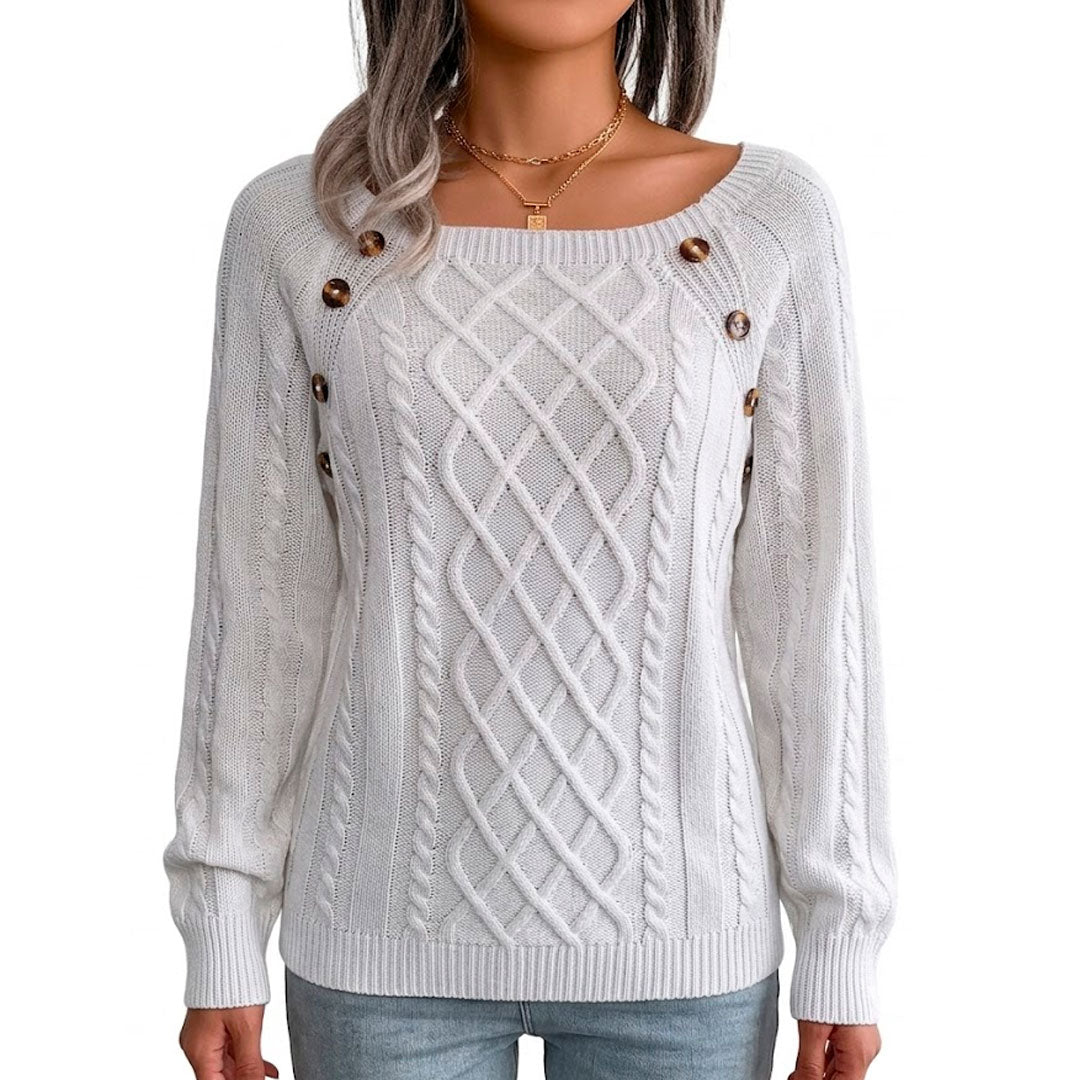 Pull Femme avec Motif Torsadé et Boutons Lucyle