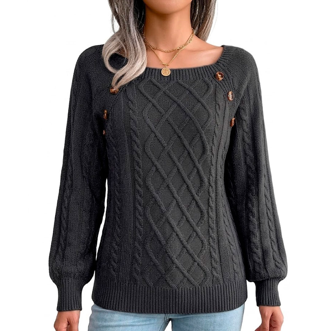 Pull Femme avec Motif Torsadé et Boutons Lucyle