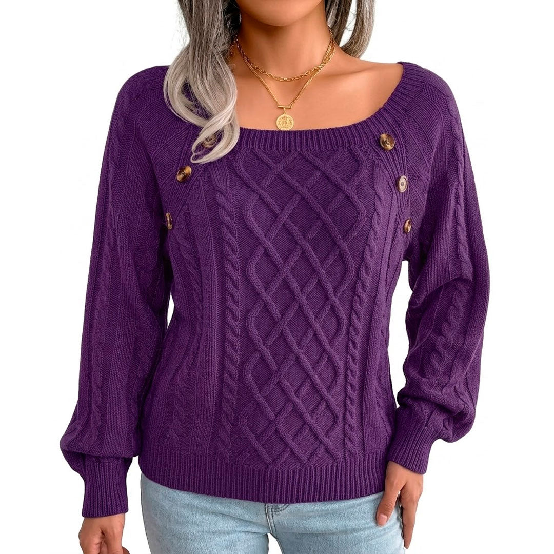 Pull Femme avec Motif Torsadé et Boutons Lucyle