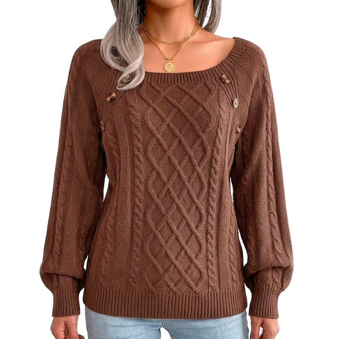 Pull Femme avec Motif Torsadé et Boutons Lucyle