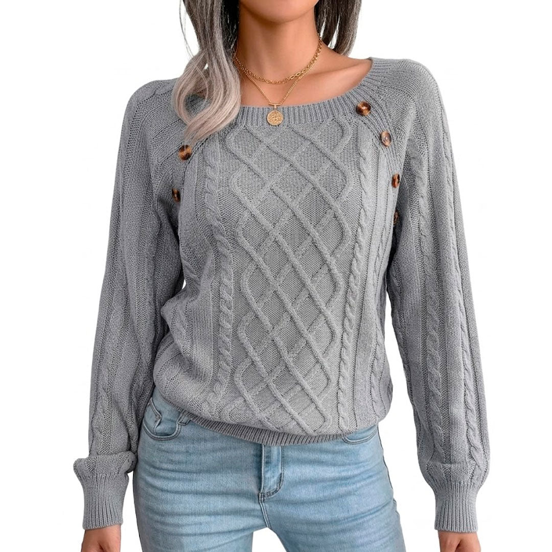 Pull Femme avec Motif Torsadé et Boutons Lucyle