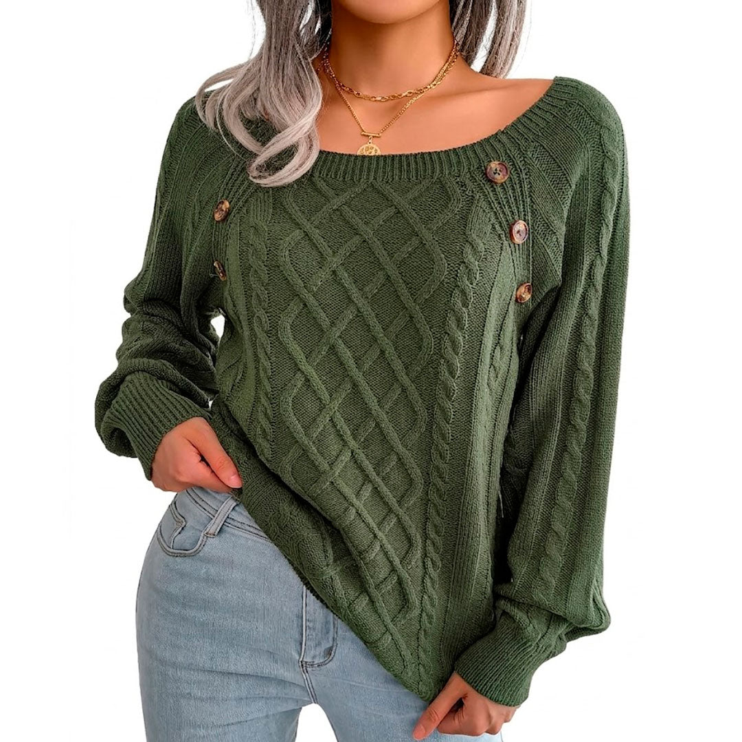 Pull Femme avec Motif Torsadé et Boutons Lucyle