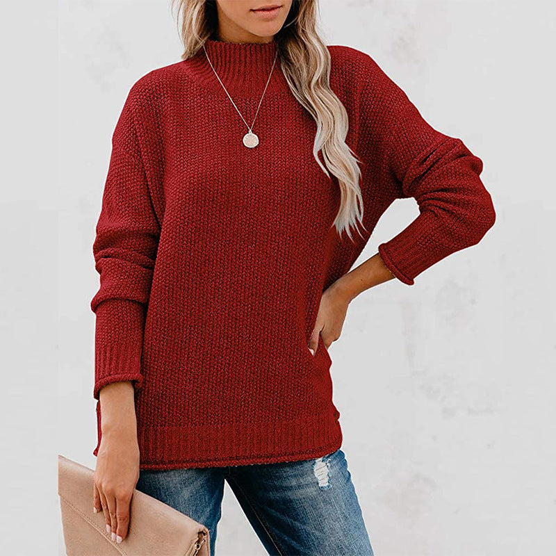 Pull Femme en Maille Épaisse avec Col Montant Lucyle