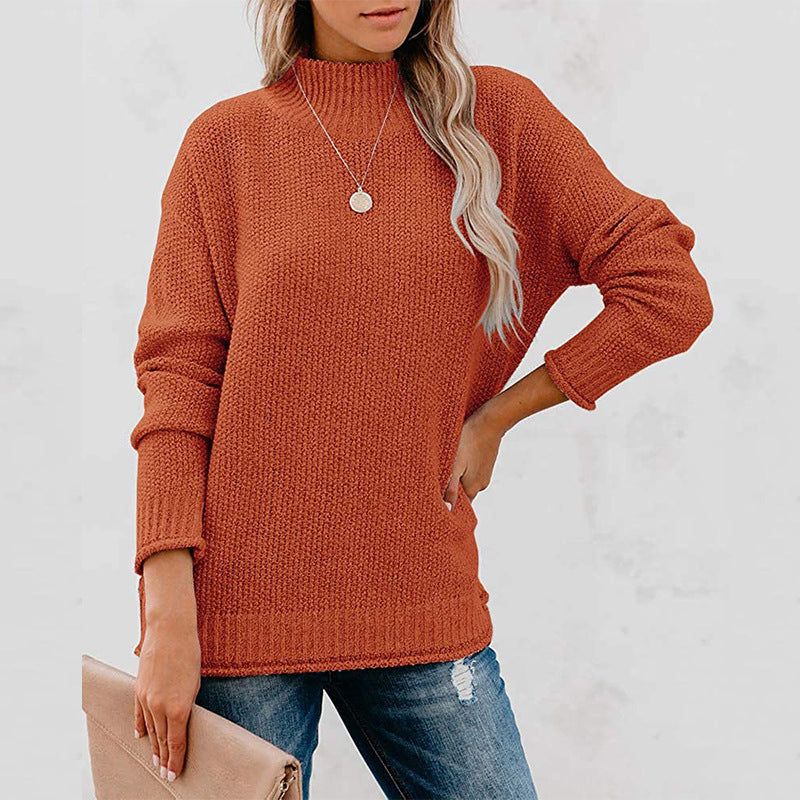 Pull Femme en Maille Épaisse avec Col Montant Lucyle