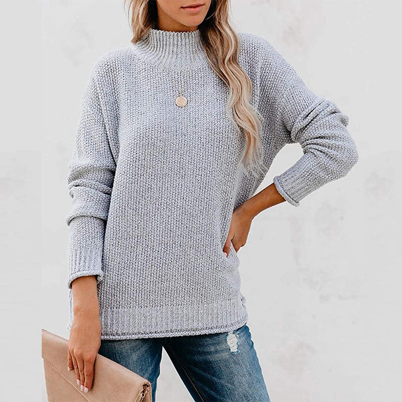 Pull Femme en Maille Épaisse avec Col Montant Lucyle