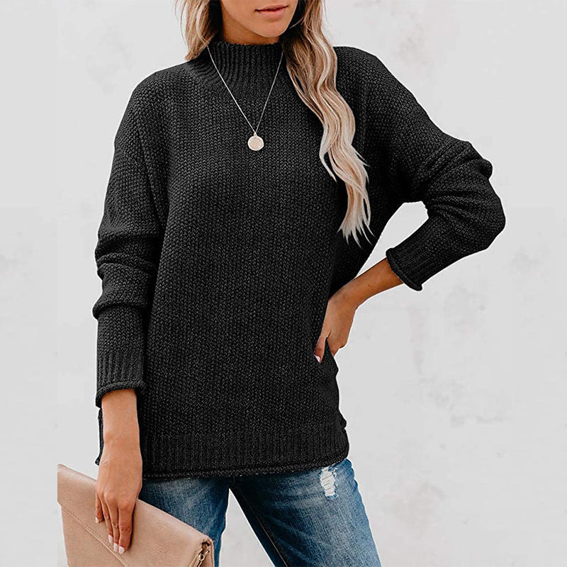 Pull Femme en Maille Épaisse avec Col Montant Lucyle