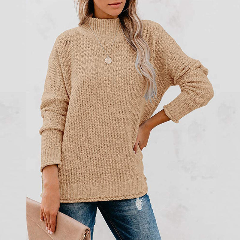 Pull Femme en Maille Épaisse avec Col Montant Lucyle