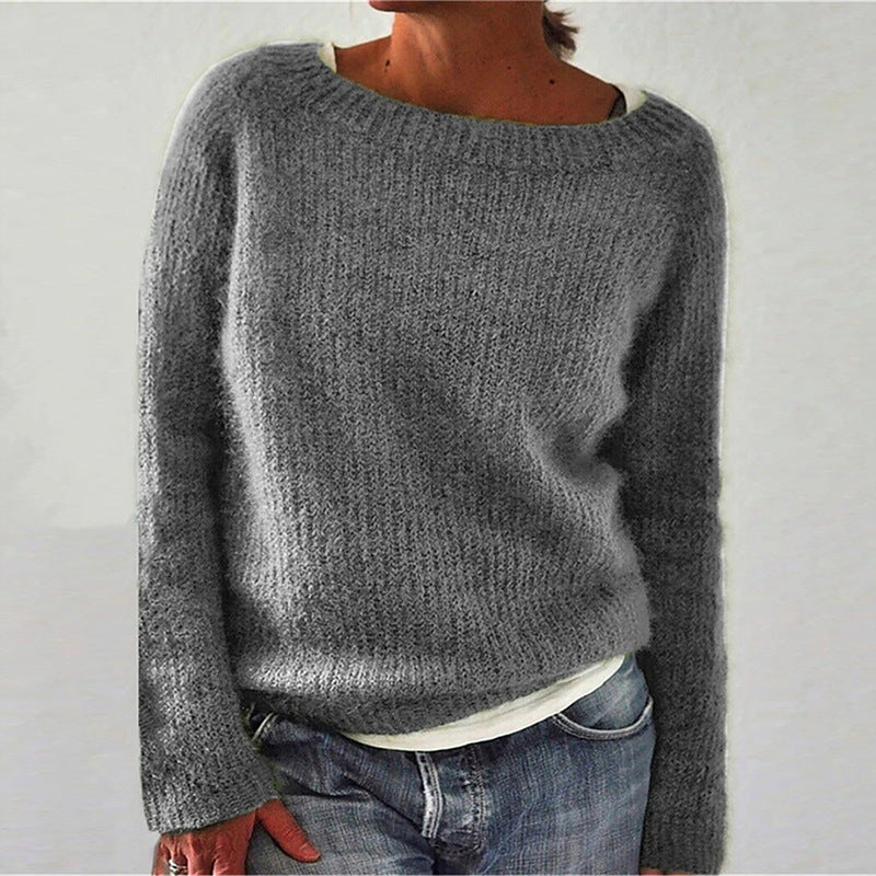 Pull Femme en Maille avec Col Rond Lucyle