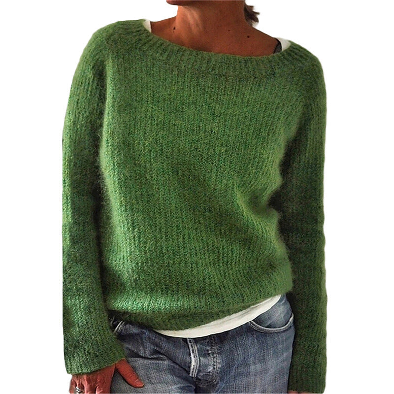 Pull Femme en Maille avec Col Rond Lucyle