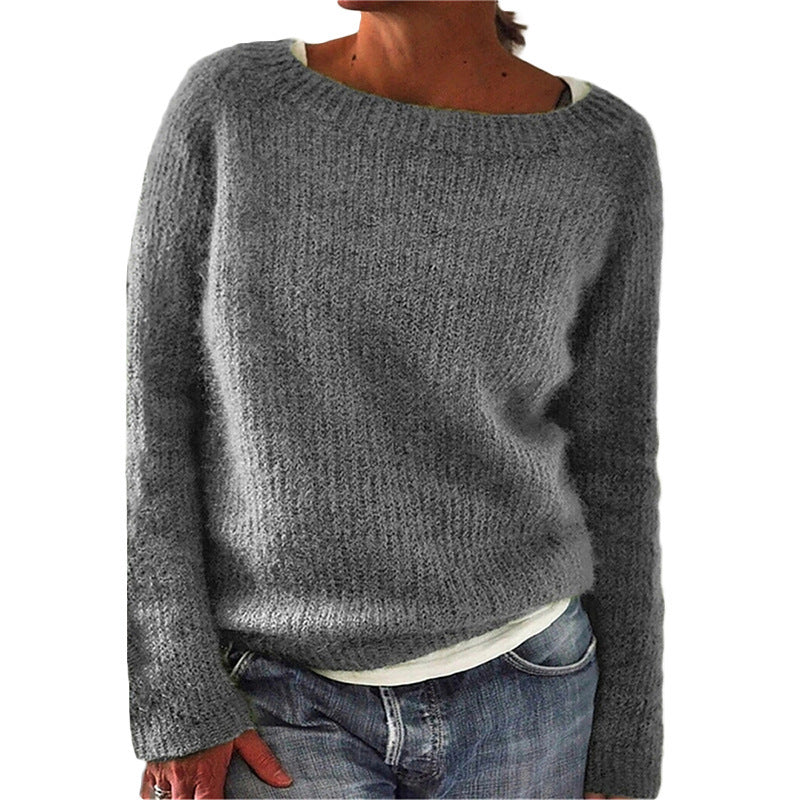 Pull Femme en Maille avec Col Rond Lucyle