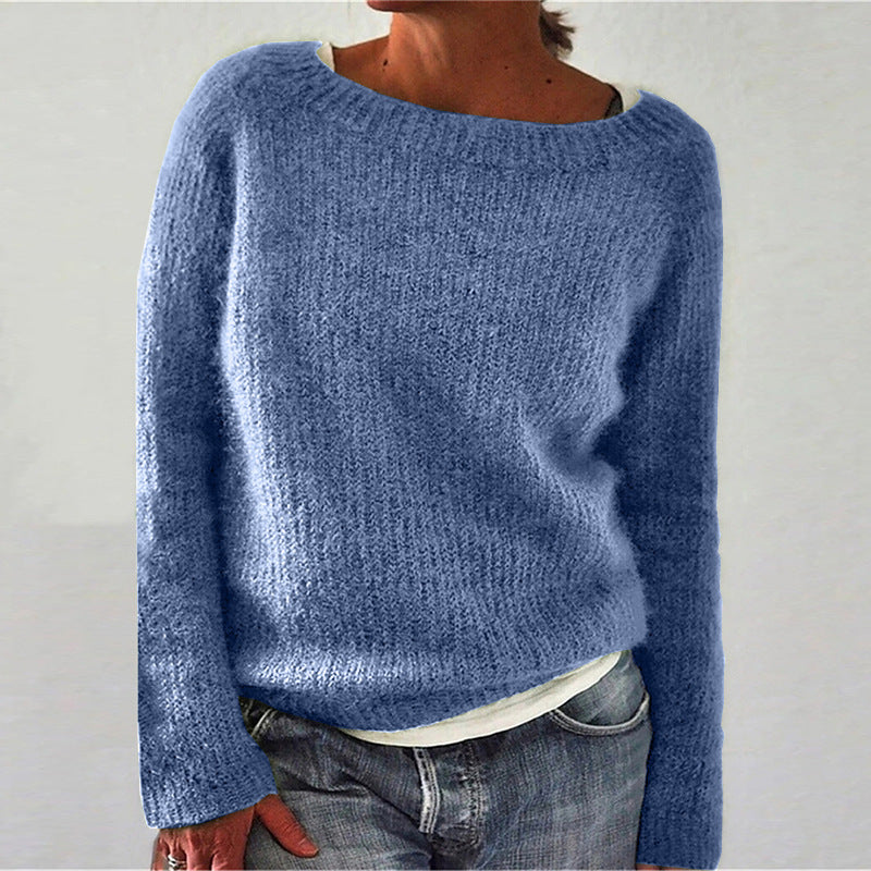 Pull Femme en Maille avec Col Rond Lucyle