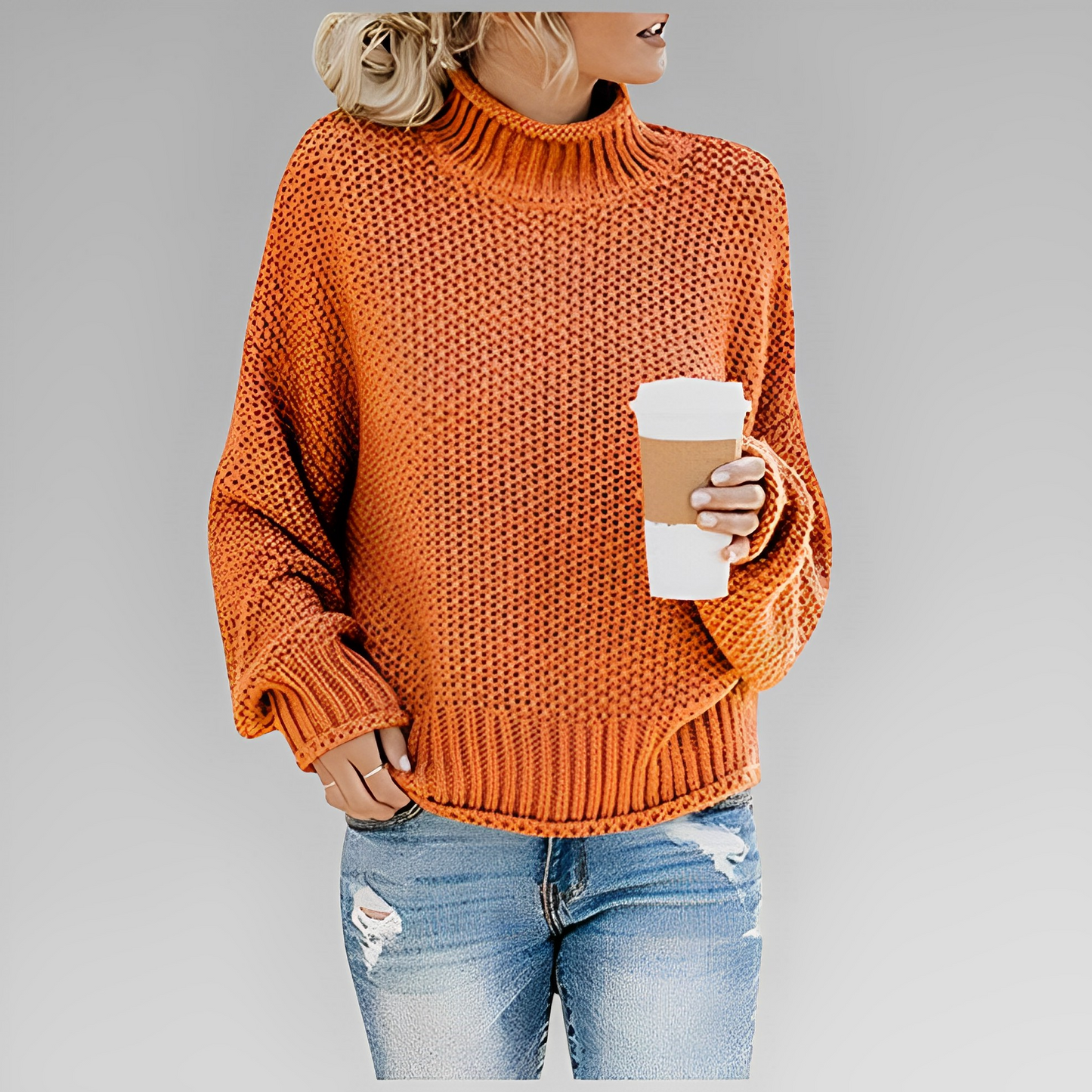 Pull Femme en Maille avec Col Roulé Lucyle