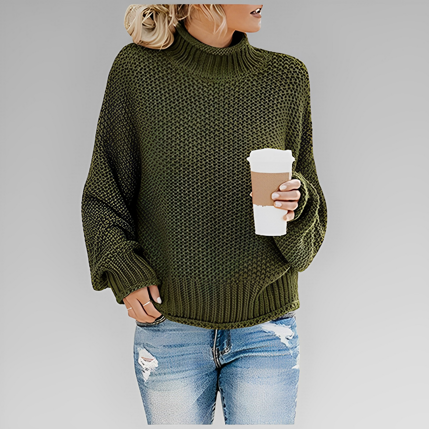 Pull Femme en Maille avec Col Roulé Lucyle