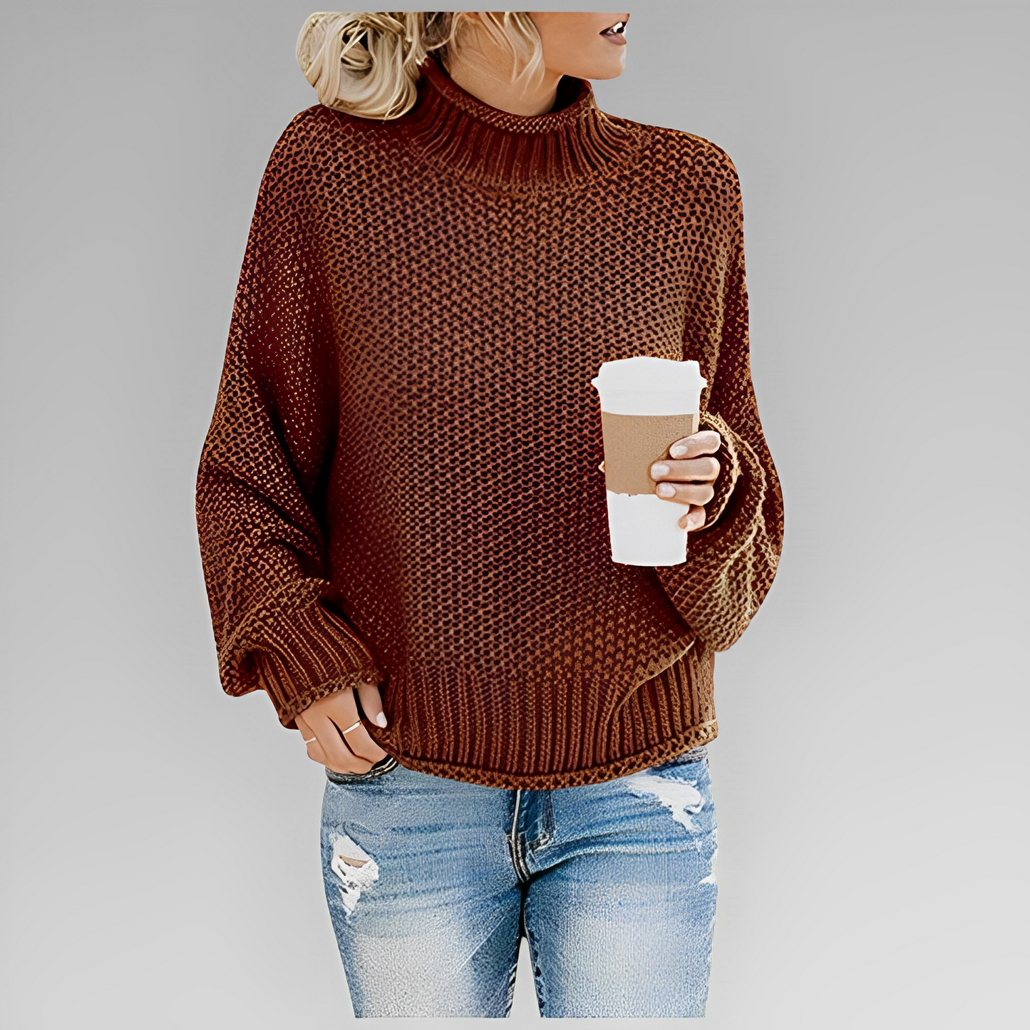 Pull Femme en Maille avec Col Roulé Lucyle