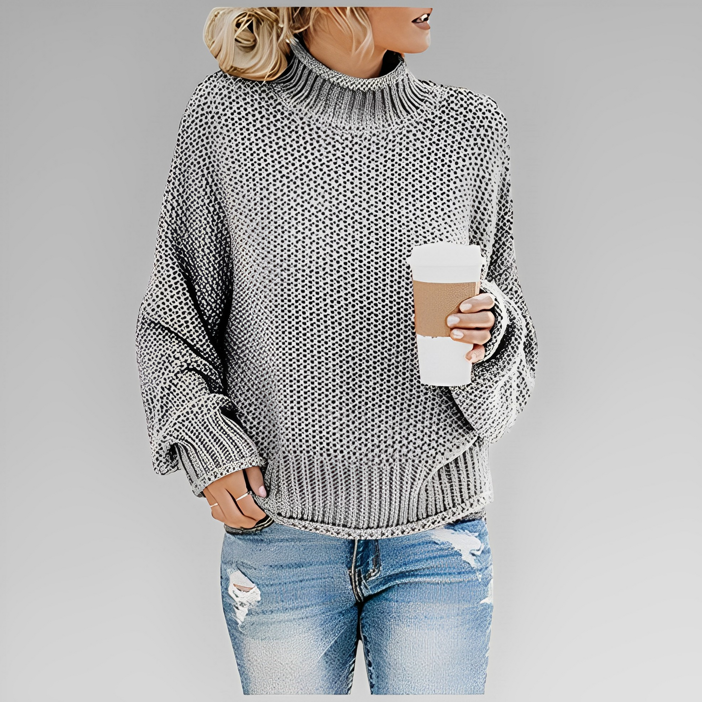 Pull Femme en Maille avec Col Roulé Lucyle