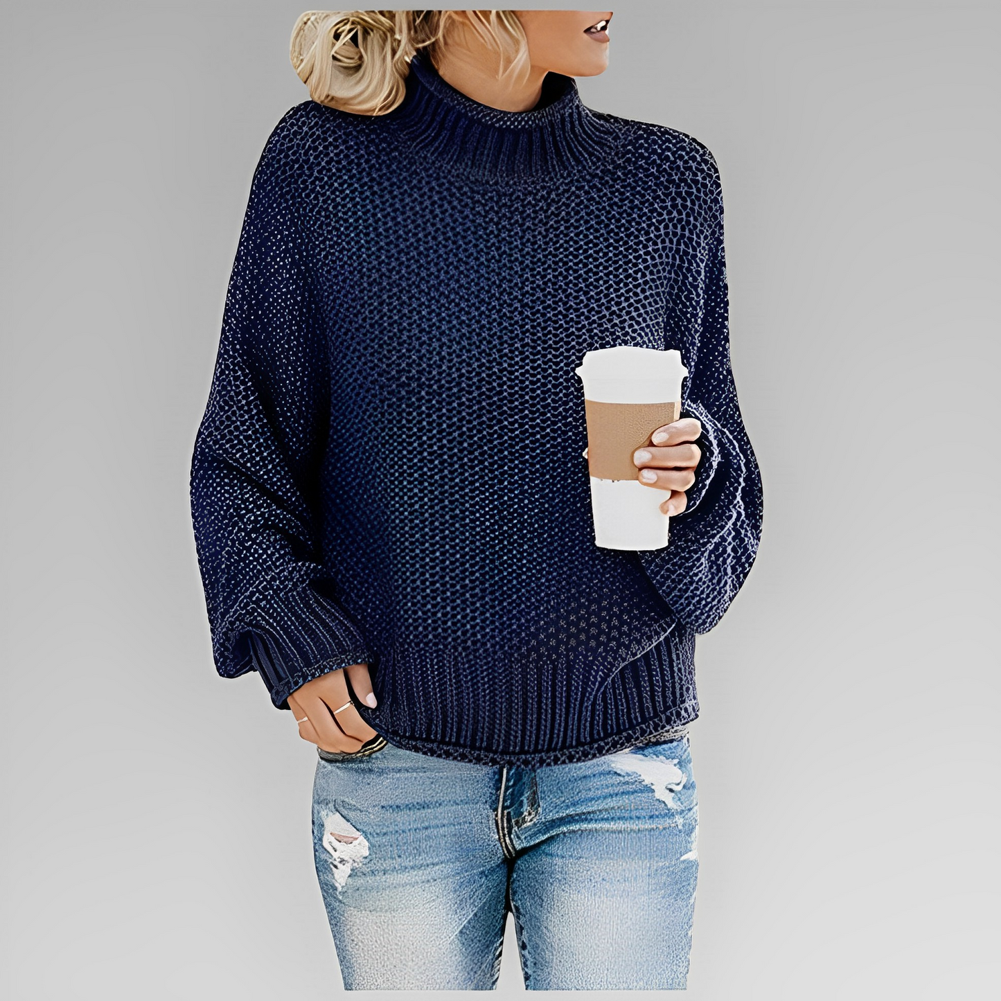 Pull Femme en Maille avec Col Roulé Lucyle